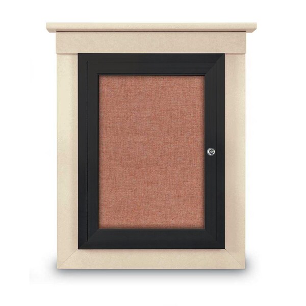 42"x32" 2-Door Enclosed Letterboard, Black Felt/Walnut